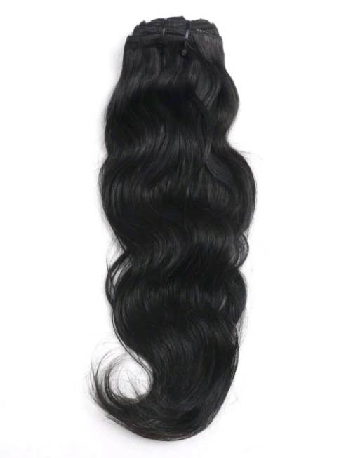 Black wave human hair clip-in