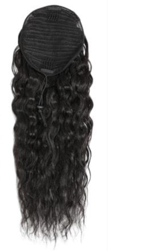 Drawstring Ponytail Water Wave Synthetic Hair Clip in Hair