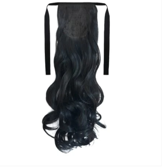 Tie-On Wavy Ponytail 55cm with Ribbons & Clip