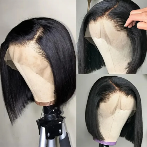 Bresilienne 10"Brazilian Hair Glueless Frontal Lace Short Straight Bob Wig