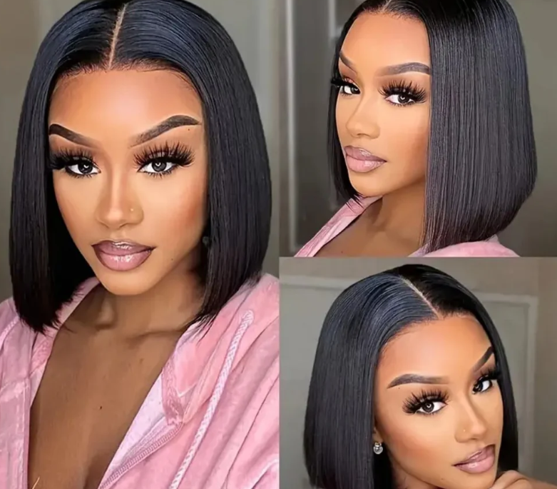 Bresilienne 10"Brazilian Hair Glueless Frontal Lace Short Straight Bob Wig