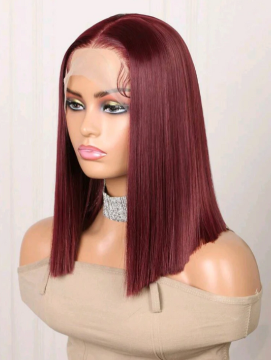 Burgundy Lace Front Wig(human blend)