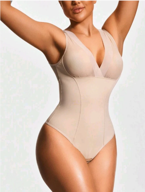 Deep-V Shapewear Thong Bodysuit