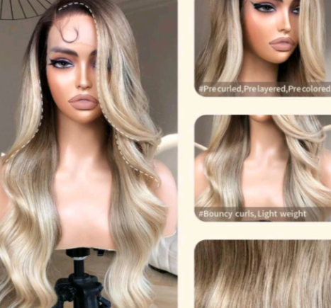 Ombre blonde body wave(human blend)high quality