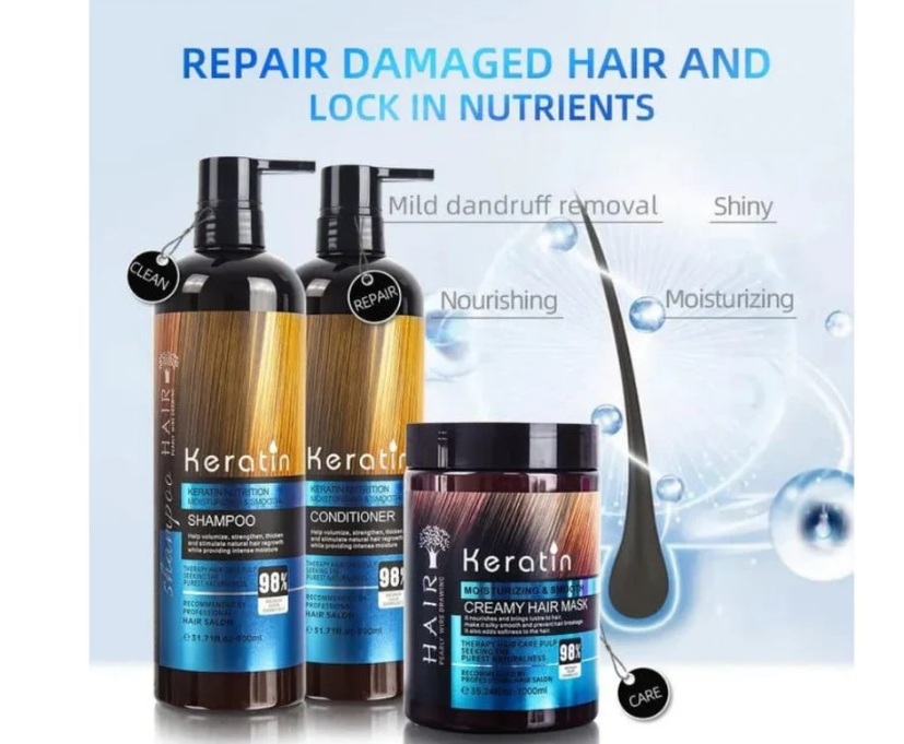Keratin Moisturizing Shampoo & Conditioner Set - 900ml
