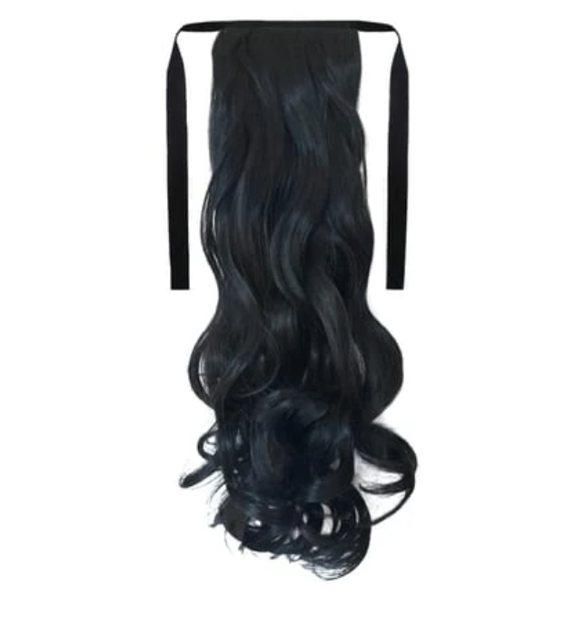 Tie-On Wavy Ponytail 55cm with Ribbons & Clip