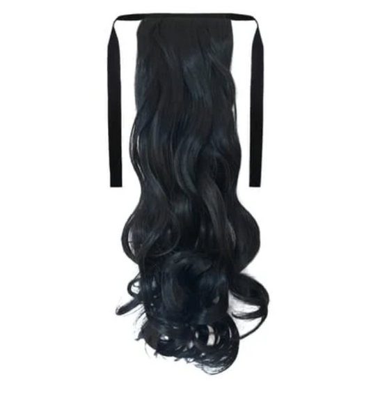 Tie-On Wavy Ponytail 55cm with Ribbons & Clip