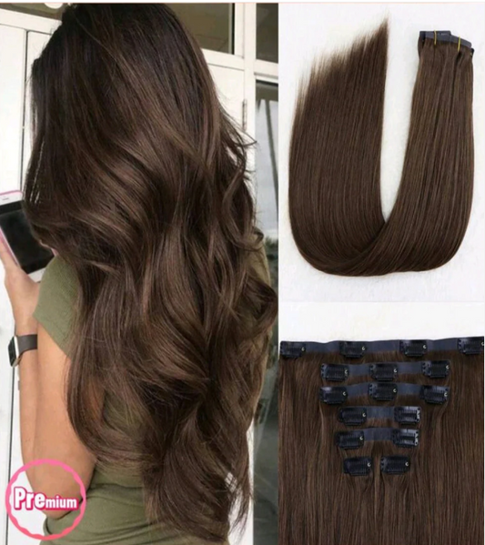 Brown straight clip-in Extensions